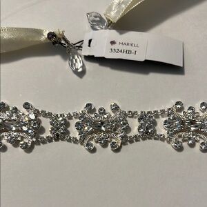 Mariell Silver Crystal Bridal headband/belt